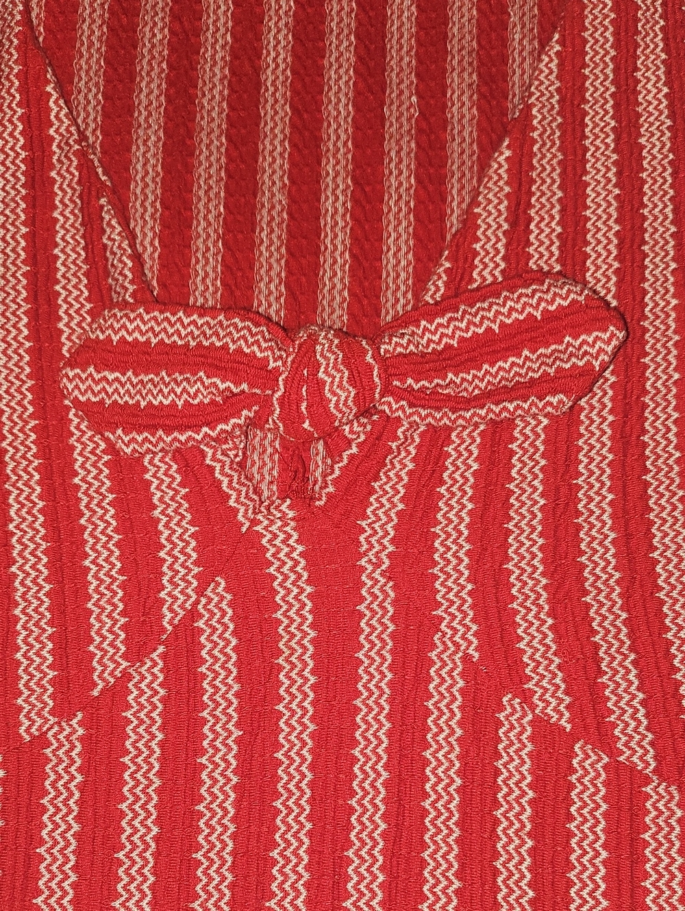 Zara Red and White Striped Tie-Front Short Dress Medium - Picture 5 of 6